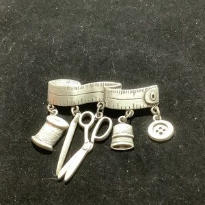 Silver Sewing Themed Brooch